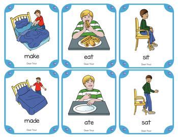 Verb Flashcards Grammar Activity Irregular Present Past Tense Fun