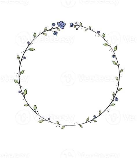 Blue Flower Wreath Frames With Hand Drawn Style 50609699 PNG