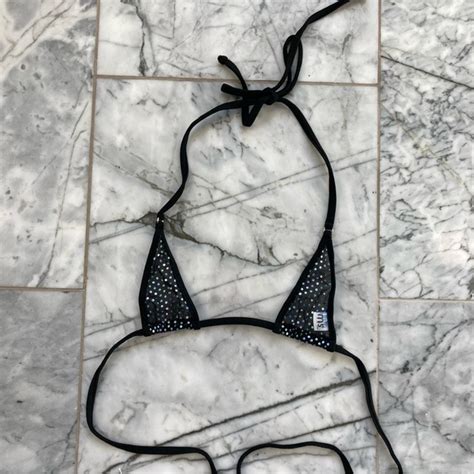 Malibu Strings Swim Malibu Strings Micro Black Sheer Mesh Sparkle Bikini Top Poshmark