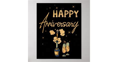 Happy Anniversary Cheers Wine Bottle Poster | Zazzle