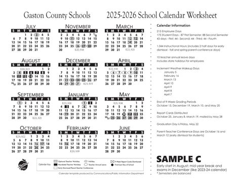 Gaston County NC Schools Calendar 25-26 [PDF] - EduCounty