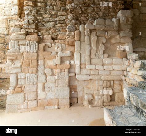 Elaborate Stone Carvings At Mayan Archaeological Site Ek Balam Near