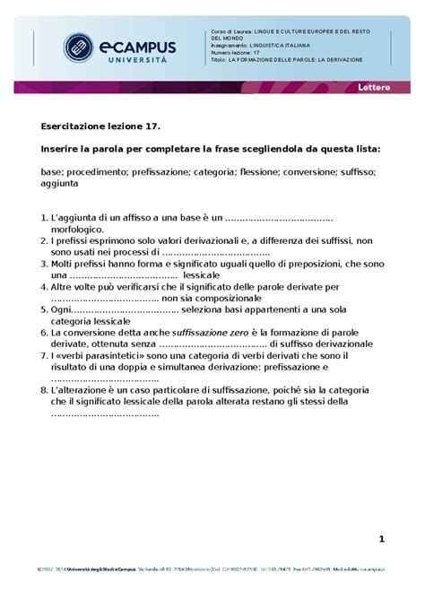 Esercitazione Lezione Template L Corso Di Laurea Lingue E