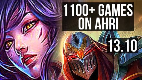 Ahri Vs Zed Mid 1100 Games 6 2 13 1 3m Mastery Kr Master 13