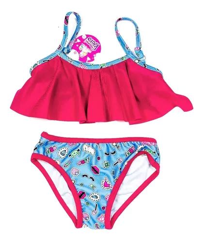 Malla Bikini De Nena Top Liso Sublimada A Mercadolibre