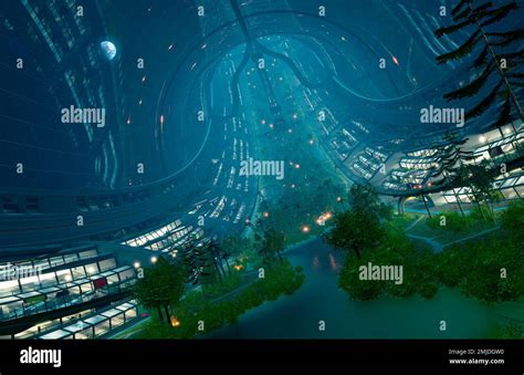 Night Time on a Stanford Torus Stock Photo - Alamy