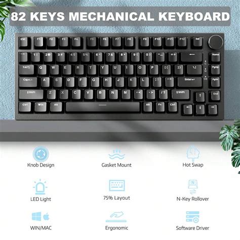 Ajazz Ak Wired Mechanical Keyboard Hot Swappable Gasket Mount Gaming Keyboard White Blue