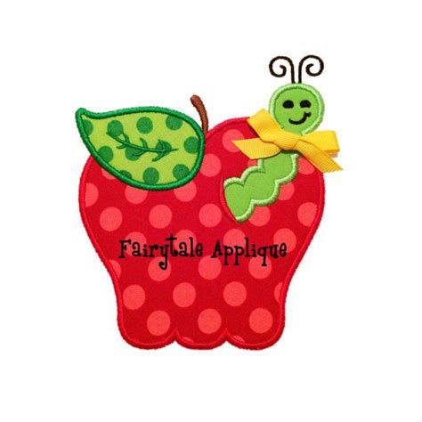 Digital Machine Embroidery Design Apple By Fairytaleapplique 3 99 Worms Digital Media Iron