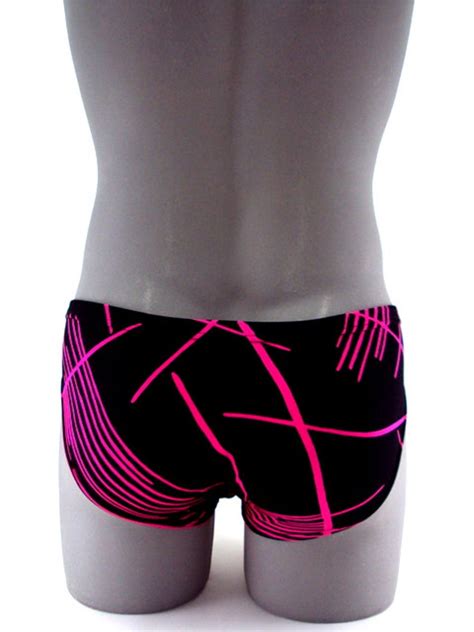 Hot Pink Lazer Mens Brief Swimsuit Men Swimwear Print Etsy