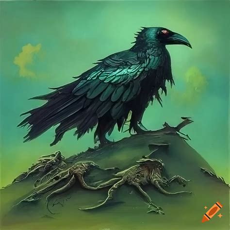 Eerie Painting Of A Raven With Unique Art Styles On Craiyon