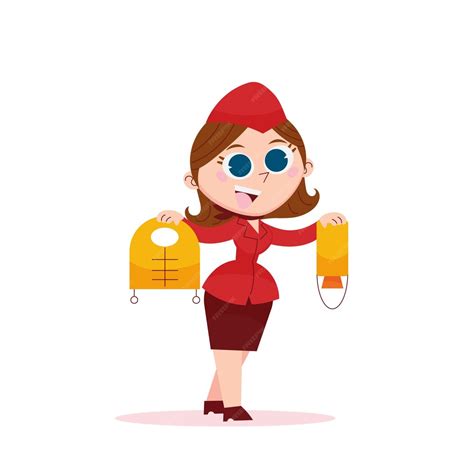 Free Vector Hand Drawn Flight Attendant Cartoon Illustration