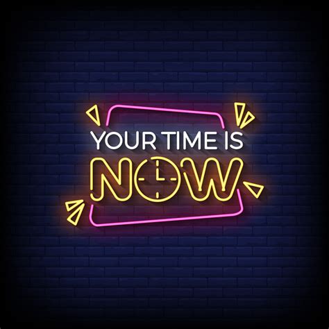 tu hora es ahora neón firmar con ladrillo pared antecedentes 48732643