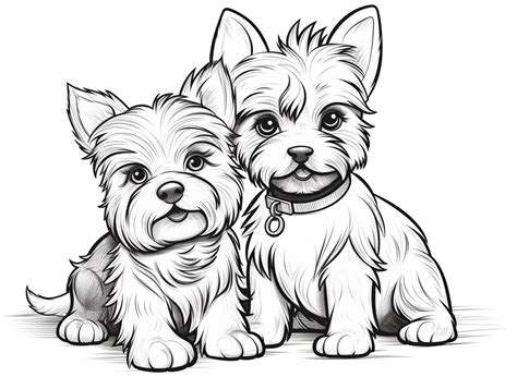 Simple Yorkie Drawing To Color Coloring Page