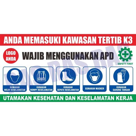 Jual Spanduk Banner Wajib Apd K3 Safety Ukuran 2x1 Meter Biru