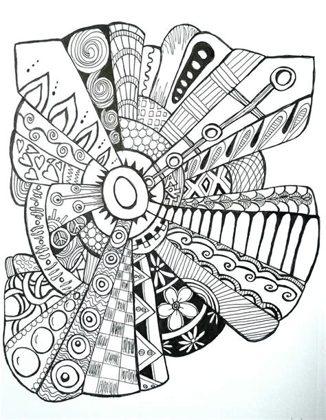 A Black And White Drawing Of An Abstract Flower With Lots Of Details On