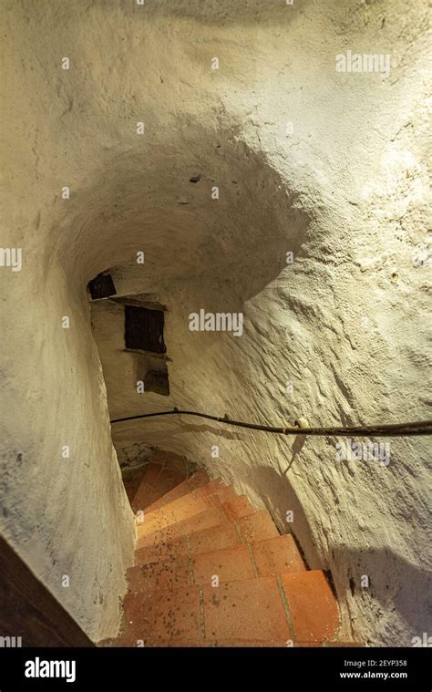 tower stairs   medieval castle stock photo alamy