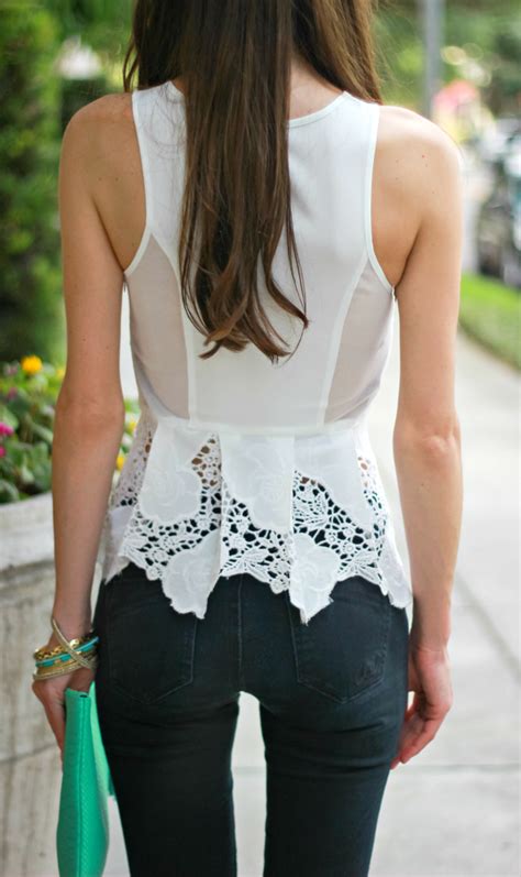 Green And White Lace Peplum Top From Never Naked Boutique