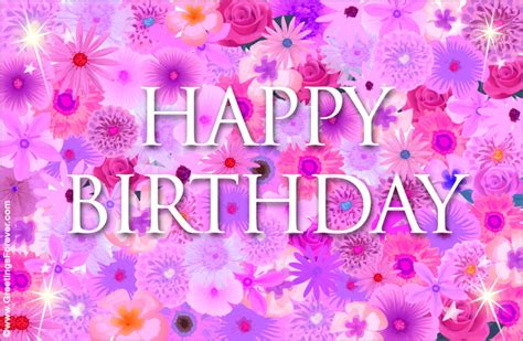 Happy Birthday Ecard With Pink Flowers Birthday Ecards For Women Ecards