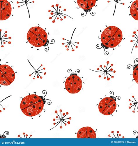 Ladybugs Seamless Pattern Stock Vector Illustration Of Lovely 66084326