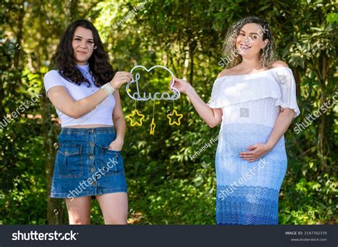 Pregnant Lesbian Couple Holding Baby Name Stock Photo Shutterstock