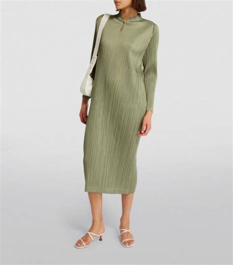 Womens Pleats Please Issey Miyake Green Monthly Colours January Midi