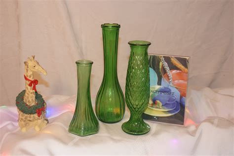 Vintage Eo Brody Co Emerald Green Bud Vases Green Etsy