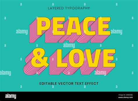 Retro Layered Word Editable Vector Text Effect Template Stock Vector