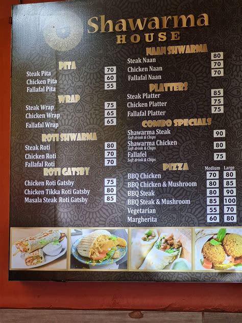 Menu At Shawarma House Bellville Restaurant Cape Town