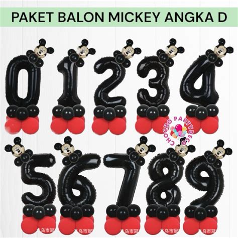jual paket balon mickey mouse angka  dekorasi ulang  mickey