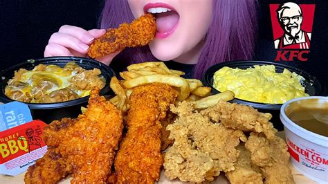 Asmr Kfc Mukbang No Talking Nashville Hot Fried Chicken Tenders Youtube