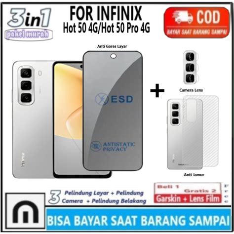 Jual Paket In Tempered Glass Anti Spy Infinix Hot G Hot Pro G Anti Gores Privacy Full