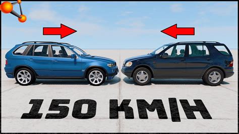 Bmw X Vs Mercedes Ml Km H Crash Test Beamng Drive Youtube