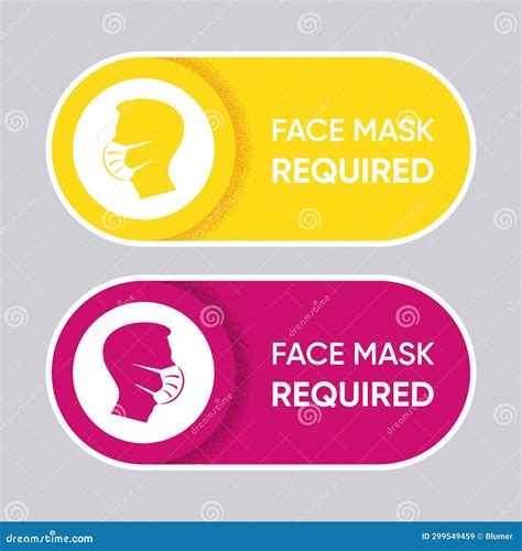 Vector Face Mask Required Sign Horizontal Banners Stock Vector
