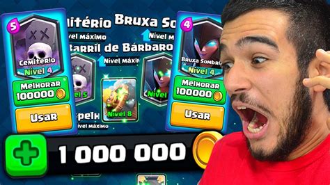 1 MILHÃO DE OURO EM 1 MINUTO MAIS 10 CARTAS NÍVEL MÁXIMO CLASH