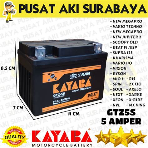 Jual JAMINAN ORIGINAL ACCU KAYABA GTZ5S MF 5 AMPER AKI KERING YAMAHA