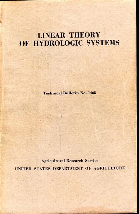 Linear Theory Of Hydrologic Systems Technical Bulletin No By