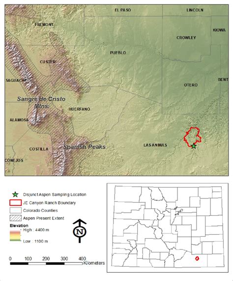 Disjunct Aspen Sampling Location In JE Canyon Ranch Relative To The