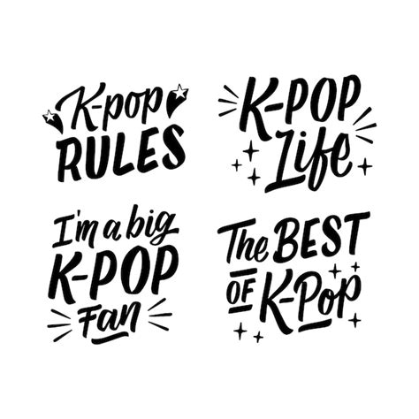Коллекция наклеек k-drama/k-pop с надписями | Бесплатно векторы