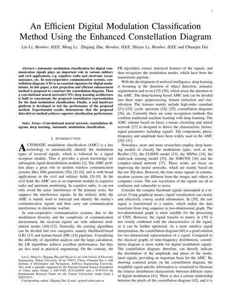 Pdf An Efficient Digital Modulation Classification Method Using The