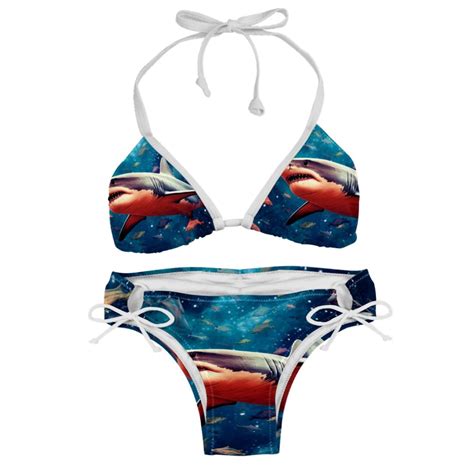 Starry Shark Detachable Sponge Adjustable Strap Bikini Set Two Pack