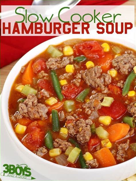 Hamburger Soup in the Slow Cooker – 3 Boys and a Dog