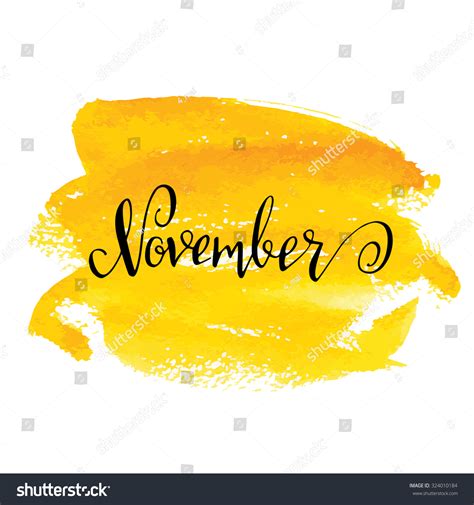 November Month Lettering Calligraphy Sign On Stock Vector 324010184