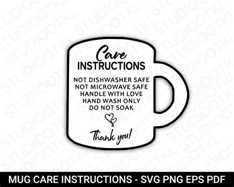 Mug Care Instructions Mug Care Card Svg Png Small Business Etsy Uk