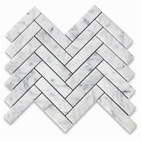 Buy Stone Center Online Carrara White Marble X Herring Mosaic Tile