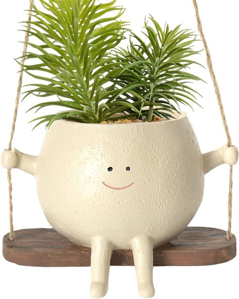 Amazon Swing Face Planter Pot Resin Wall Planter For Indoor