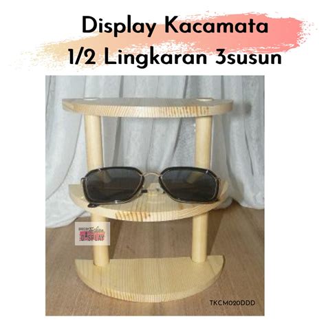 Jual Display Kacamata Kayu Setengah Lingkaran 3 Susun Stand Pajangan