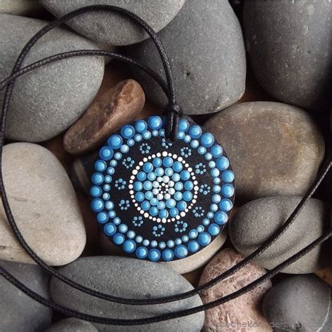 Water Design Wood Pendant Hand Painted Aboriginal Necklace Etsy