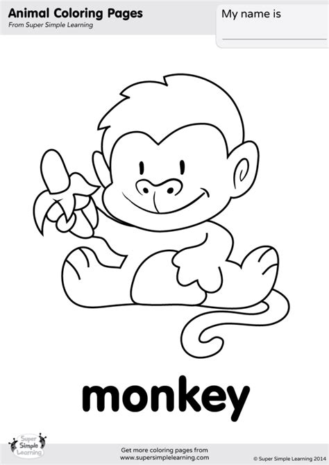 Monkey Coloring Page - Super Simple