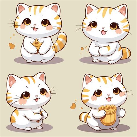 Premium Vector Cute Cat Stickers Set