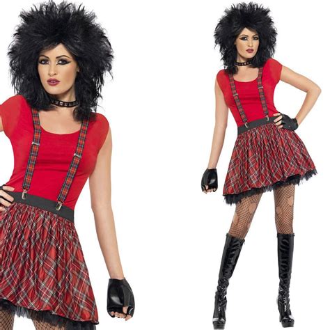 Ladies 80s Punk Fancy Dress Costume Instant Punk Outfit Kit 1980s Rock Punk Outfits Punk